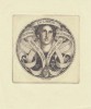 Cossmann, Alfred (1870-1951) : Ex Libris Sophie Teltscher - Kopf der Pallas Athene mit Schriftband und Motti (Alphabet und Spruch Geibels).