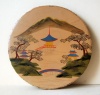 260.   Vintage japanese lacquer box with landscape motif on the top.  : 