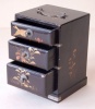 261.   Three drawers vintage japanese lacquer mini box with bird and plants motifs on the top and round sideways.  : 