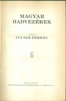 Julier Ferenc : Magyar hadvezérek. 
