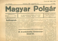 Magyar Polgár I. évf. 4. sz. Budapest, 1919. szeptember 15.
