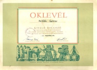Oklevél - Pelikán (sic!) György kiváló dolgozó a szocializmus építésében etc...