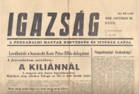 Igazság - A Forradalmi Magyar Honvédség és Ifjúság Lapja. I. évfolyam 5. szám. 1956. okt 30.