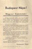 Budapest népe! Magyar Testvéreink!  (...) Kecskemét Népe.  [ Röplap, 1956.)