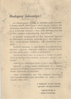 Budapest lakossága ! [A budapesti szovjet katonai egységek városparancsnoka felhívása]  Budapest, 1956. nov. 10.