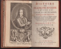 Mauivillon, Eléazar de). : Histoire de François Eugene prince de Savoie et de Piémont, marquis de Saluces, [.] par Monsieur L.C.D. C***. 1-2.