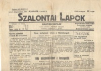 Szalontai Lapok. 1921. febr. 10., XXXIII. évf. 29. sz. - Politikai napilap [Censurat]