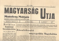 Magyarság Útja - Matolcsy Mátyás évenként tízszer megjelenő politikai lapja.  I. évf. II.sz., 1937. június 5.