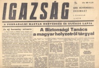 Igazság - A Forradalmi Magyar Honvédség és Ifjúság Lapja. I. évfolyam 9. szám. 1956. november 3.