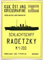 Ing. Prasky : SMS Schlachtschiff RADETZKY. K.U.K. Öst. Ung. Kriegsmarine, Imperial and Royal Austro-Hungarian Navy. M 1:200 Modellbau-Und Typenplan 1911.