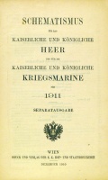 Schematismus für das kaiserliche und königliche Heer und für die kaiserliche und königliche Kriegsmarine für 1911. Separatausgabe.