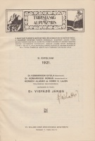 Vigyázó János (szerk.) : Turistaság és Alpinizmus. 1921. évf.