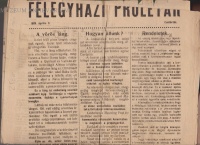 Félegyházi proletár  (a félegyházi munkás-, katona- és földművestanács hivatalos lapja : tiszántúli proletárok lapja.) 1919. április 3.