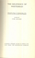 Leclerc, Ivor (editor) : The Relevance of Whitehead