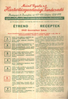 Meinl Gyula Háztartásgazdasági Tanácsadó - Étrend Receptek 1942 december hóra