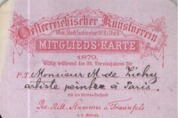 Österreichischer Kunstverein Mitglieds-Karte 1879.: Monsieur M[ihály] de Zichy artiste peintre á Paris.