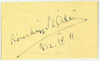 Rózsahegyi Kálmán (1873 – 1961) színész, a Nemzeti Színház örökös tagja aláírt névjegykártyája. (1932) 