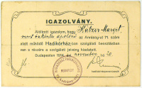 Önkéntes ápolónői igazolvány - Hadikórház, Andrássy út 71.  (1914)