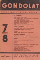 GONDOLAT  [A KMP kulturális szemléje]. III. évf. 7-8. szám; 1937. november.
