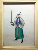 Chinese warrior : Chinese watercolor on rice paper painting, cca 1880.