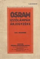 OSRAM izzólámpák árjegyzéke 1939. november