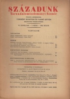Századunk - Társadalomtudományi Szemle.  VI. évfolyam 5. szám.; 1931. május