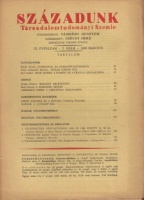 Századunk - Társadalomtudományi Szemle.  XI. évfolyam 2. szám.; 1936. március