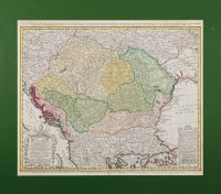 HUNGARIAE - ampliori significatu et veteris vel Methodicae, complexae Regna Hungariae Propriae,(...)<br>Magyarország, Erdély és a déli részek korabeli színezésű, rézmetszetű térképe, 1744.  M.: 1:2 570 000.