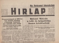 Hirlap. 1948. nov 28. - Rákosi Mátyás a kül- és belpolitika összes kérdéseiről.