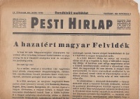 Pesti Hirlap. Rendkívüli melléklet. 1938. november 6. - A hazatért magyar Felvidék