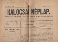 Kalocsai Néplap - Politikai, közgazdasági és társadalmi hetiközlöny. 1903. okt. 8.