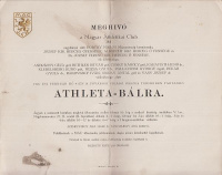 MEGHIVÓ a Magyar Athletikai Club által rendezett ATHLETA-BÁLRA.  - 1926. február 4-én. Fővárosi Vigadó.