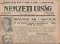 Nemzeti Ujság 1941. ápr.5. - Gróf Teleki Pál a ravatalon