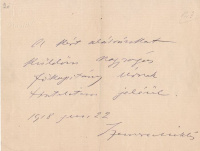 Szemere Miklós, szemerei (1856-1919) író, jogász, országgyűlési képviselő tintával írt autográf sorai. 