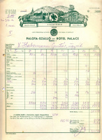 Lillafüredi Palota Szálló - Hotel Palace nyomtatott fejléces számlája 12 db. csatolt melléklettel, 1943.