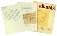 Alkotás  1947 január-február - A Magyar Művészeti Tanács folyóirata+KASSÁK Lajos (1887-1967) írógéppel írt, sokszorosított előfizetési felhívása „Művésztársam!” megszólítással, a művész autográf, kék ceruzás aláírásával.