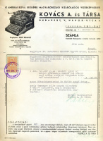 Kovács A. és Társa az amerikai Royal írógépek magyarországi kizárólagos vezérképviselete, Budapest, V. Nádor utca 5.  (számla, 1941)