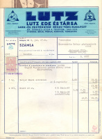 Lutz Ede és Társa Lakk- és Festékgyár Részv.-Társ. Budapest, XIV. Őrnagy utca 4. Gyárak: Bécs, Prága, Krakkó, Temesvár.  (számla, 1938)
