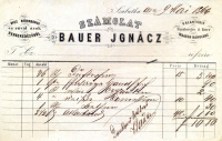 Számolat Bauer Ignácz dísz nürnbergi és rövid árok kereskedéséből --  Galanterie Nürnberger und Kurzwaaren Handlung.  (Szabatka [Szabadka], 1886)