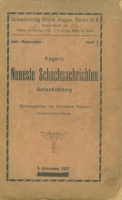 Kagan, Bernhard : Kagan's Neueste Schachnachrichten - Schachzeitung, 3. jahrg., 1923. 