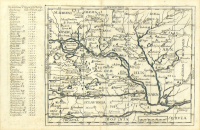 Jacob Koppmayer (?) : Magyarország térképe, a kép bal oldalán a magyar királyok felsorolása uralkodásuk kezdetének dátumával