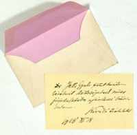 Gárdonyi Géza névjegykártyája az író dr Bárczy István Budapest főpolgármesteréhez írott  autográf írásával