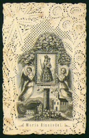 Maria Einsiedel (Remete sz. Maria) - könyörgő imádság áttört csipkedíszítésű rézmetszetű szentképen