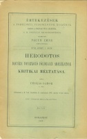 Téglás Gábor : Herodotos Daciára vonatkozó földrajzi adalékainak kritikai méltatása