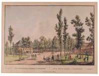 Pöstyén látképe, 1833. - Das Wannenbaad u. Gehbaad in Pischtyan - Les deux Bains á Pischtyan.