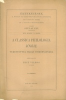 Pecz Vilmos : A classica philologia jövője