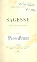 Verlaine, Paul : Sagesse - Nouvelle ed. revue et corrigee.