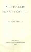 Arisztotelész - Förster, Aurelius (recensuit) : De anima libri III