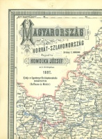 Homolka József (rajzolta) : Magyarország és Horvát-Szlavonország - színes litografált térkép 1897.