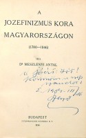 Meszlényi Antal : A jozefinizmus kora Magyarországon (1780-1846)